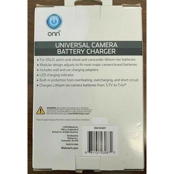 ONN Universal Camera Battery Charger Wall & Car Adapters For Lithium-lon Battery - Picture 2 of 2